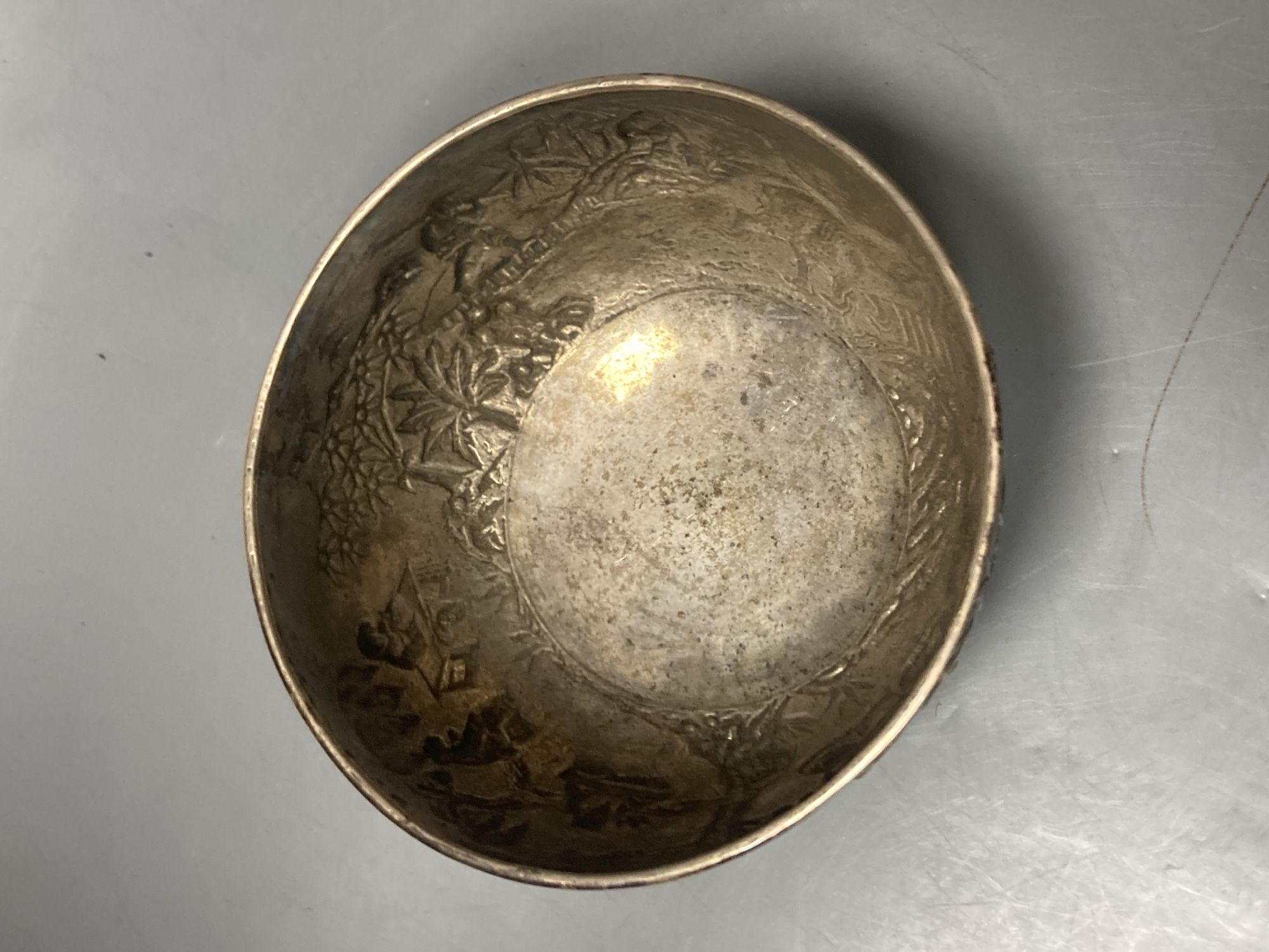 An early 20th century Chinese Export white metal small bowl, by Wang Hing, engraved International Cup Hong Kong, 1903,